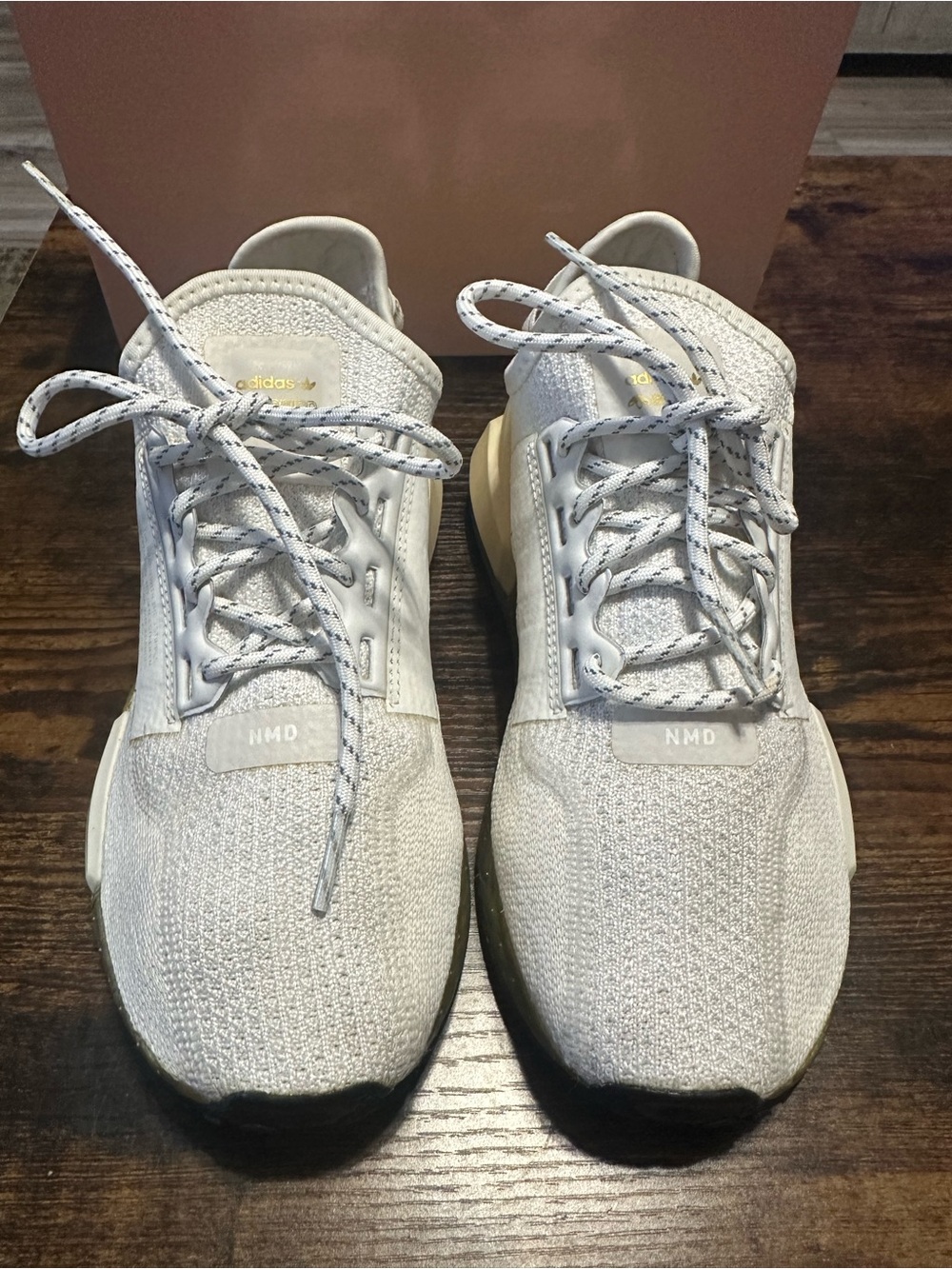 adidas NMD Men's Knit Sneakers — Light Gray and White
